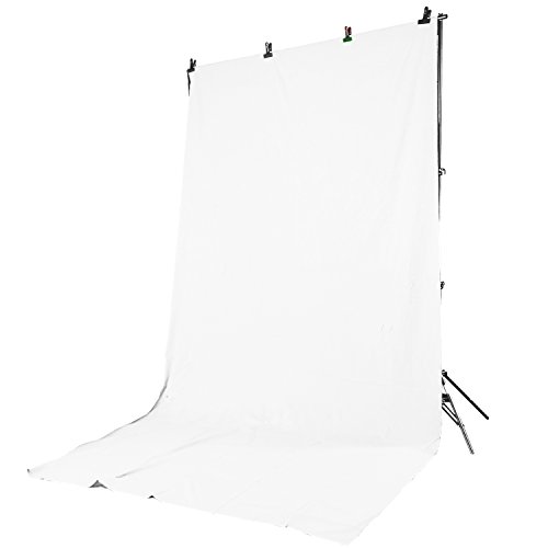DynaSun Hintergrundsystem Fotostudio Profi Aluminium FS901 +Stoff Hintergrund Pro W001 2,8x4,0 Weiss von DynaSun