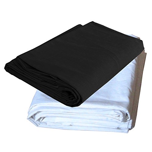 DynaSun 2X Fotostudio Stoff Hintergrund W601 + W602 3x6m Weiss und Schwarz Dicke Baumwolle 140g/sqm von DynaSun