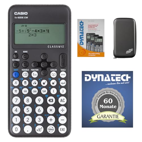 Casio FX-82 DE CW mit CalcCase-Schutztasche, Arbeitsbuch und Garantie von DynaTech