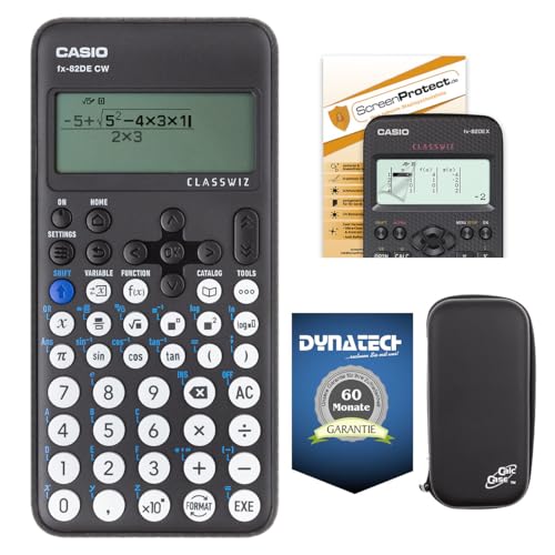 Casio FX-82 DE CW mit CalcCase-Schutztasche, Displayschutzfolie + Garantieverlängerung von DynaTech