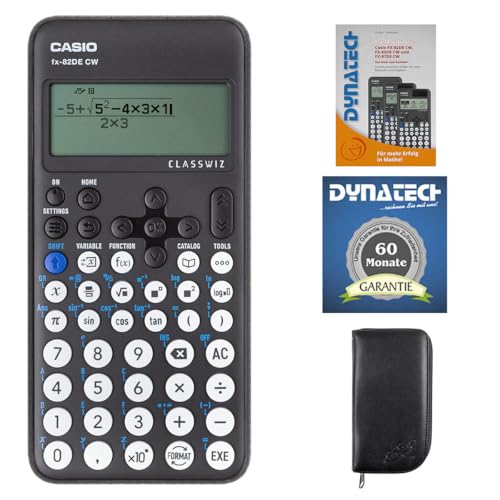 Casio FX-82 DE CW mit schwarzer Tasche, Arbeitsheft und Garantieverlängerung von DynaTech