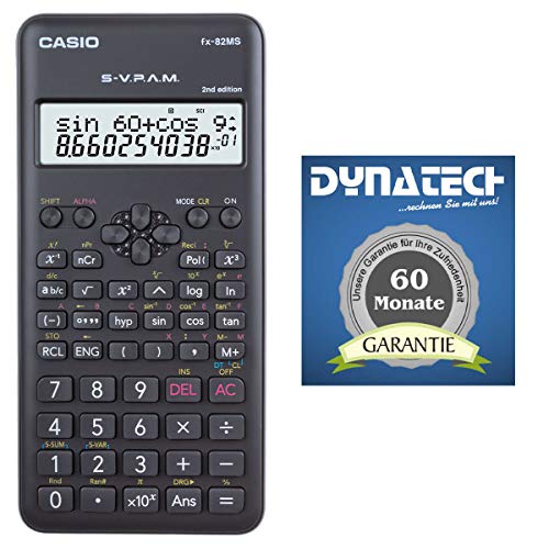 Casio Taschenrechner FX-82 MS 2nd Tischrechner Garantie auf 60 Monate - kompatibler wissenschaftlicher Schulrechner Nicht programmierbar elektronisches Display Batterie 240 Funktionen für Gymnasium von DynaTech