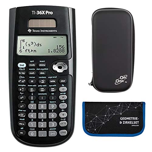 TI-36 X Pro Texas Instruments Schulrechner, CalcCase Schutztasche und Zirkelset von DynaTech