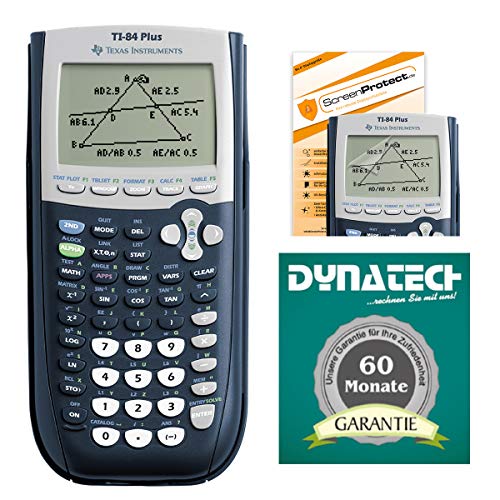 TI-84 Plus Grafikrechner von Texas Instruments mit Displayschutz und Garantie auf 60 M von DynaTech