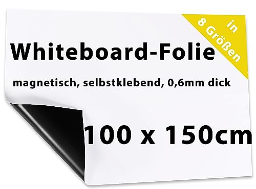 Dynamic-Wave 150 x 100 cm, Whiteboard Folie selbstklebend magnetisch Rolle klein, weiß, Magnetfolie, magnetmatte, stark, abwischbare Magnet-Tafel von Dynamic-Wave