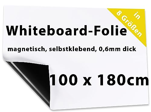 Dynamic-Wave 180 x 100 cm, Whiteboard Folie selbstklebend magnetisch Rolle klein, weiß, Magnetfolie, magnetmatte, stark, abwischbare Magnet-Tafel von Dynamic-Wave