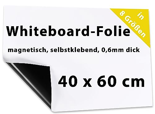 Dynamic-Wave 40 x 60 cm, Whiteboard Folie selbstklebend magnetisch Rolle klein, weiß, Magnetfolie, magnetmatte, stark, abwischbare Magnet-Tafel von Dynamic-Wave