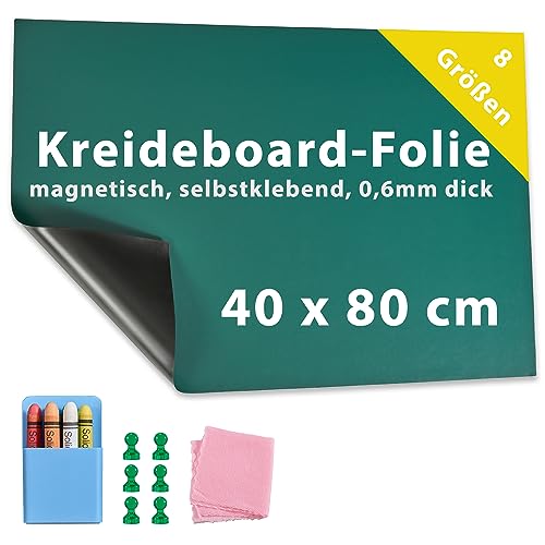 Dynamic-Wave 40 x 80 cm Whiteboard Kreideboard Folie selbstklebend magnetisch Rolle klein, grün, Magnetfolie, magnetmatte, stark, abwischbare Magnet-Tafel mit Zubehör von Dynamic-Wave