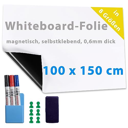 Dynamic-Wave Magnetische Klebefolie & Whiteboard - Wandfolie 100 x 150 - Vielseitige Magnetische Schreibtafel in weiß - Whiteboard Folie von Dynamic-Wave