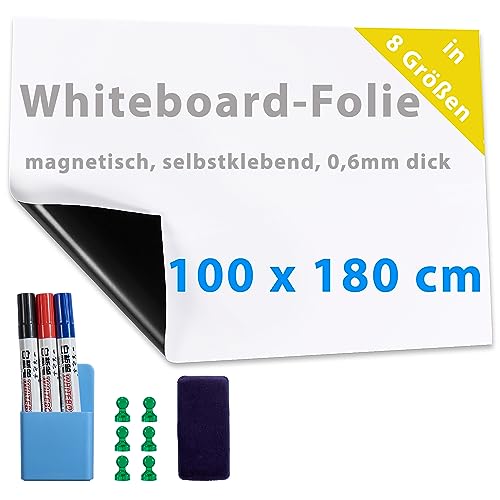 Dynamic-Wave Magnetische Klebefolie & Whiteboard - Wandfolie 100 x 180 - Vielseitige Magnetische Schreibtafel in weiß - Whiteboard Folie von Dynamic-Wave