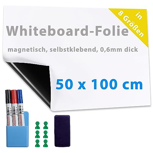Dynamic-Wave Magnetische Klebefolie & Whiteboard - Wandfolie 50 x 100 - Vielseitige Magnetische Schreibtafel in weiß - Whiteboard Folie von Dynamic-Wave