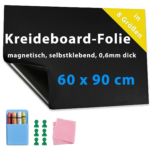 Dynamic-Wave Magnetische Klebefolie & Whiteboard - Wandfolie 60 x 90 - Vielseitige Magnetische Schreibtafel in Schwarz - Kreideboard Folie von Dynamic-Wave