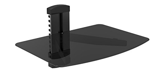 HiFi BluRay/DVD-Player/Receiver/Spielkonsole Wandregal Rack mit Kabelschacht und ESG Sicherheitsglasböden, bis zu 8 kg Tragkraft, schwarz, Anzahl Regalböden:1 Regalboden von Dynamic-Wave