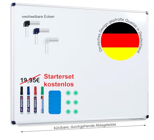 Whiteboard Magnettafel mit Alurahmen und Stiftablage, in 16 Größen, schutzlackiert magnethaftend, mit Montagematerial. Fachhandelsqualität, Größe:150x100 cm von Dynamic-Wave