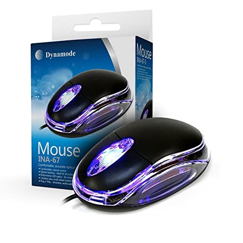 Optische USB-Maus mit Kabel, USB 3.0, beleuchtetes Design mit Scrollrad, Schwarz von Dynamode