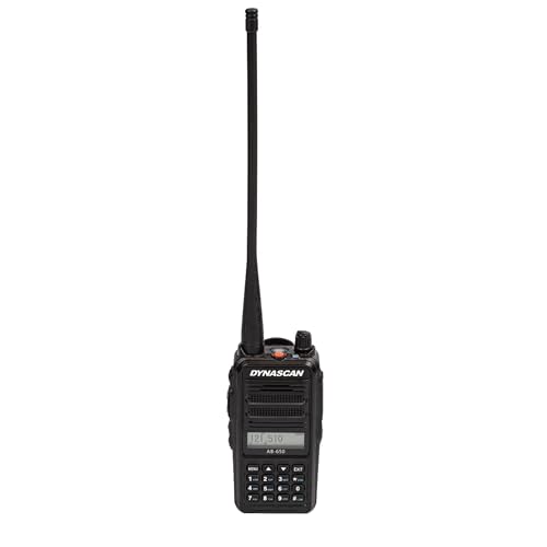 VHF Dynascan AB-650 tragbarer Radiosender für die Luftfahrt, 6 W, SQ, 118–136,975 MHz, AM, 2600 mAh Li-Ion, UKW-Radio VHF Dynascan AB-650 tragbarer Radiosender für die Luftfahrt, 6 W, SQ, 118–136,975 MHz, AM, 2600 mAh Li-Ion, UKW-Radio von Dynascan