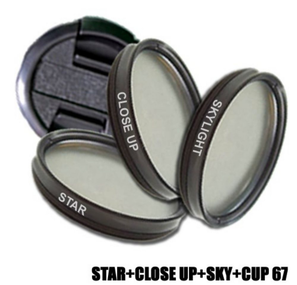 Dynasun Filter set STAR+CLOSE+SKY+CUP Durchmesser 67 Foto-Filter-Sets (4-Punkt-Star Close-Up Makrofilter Skylight CP05 Objektiv-Snap-Cap) von Dynasun