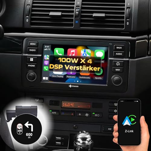 DYNAVIN Android Autoradio Navi für BMW 3er E46, 7 Zoll OEM Radio mit Wireless Carplay und Android Auto | Head-up Display | Inkl. DAB+: D9-E46 Premium Flex von Dynavin