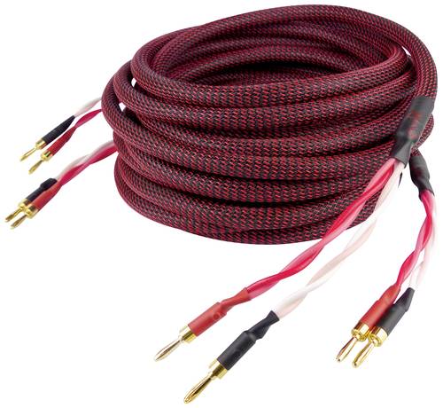 Dynavox 207299 Audio Anschlusskabel [2x Bananenstecker - 2x Bananenstecker] 5m Schwarz/Rot von Dynavox