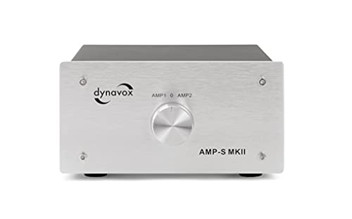 Dynavox AMP-S MKII, Verstärker- und Boxen-Umschalter in Metallgehäuse, für Stereo- und Surround-Verstärker, Verbindung über Bananenstecker oder Klemmanschluss, Silber von Dynavox