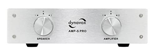 Dynavox AMP-S Pro, Verstärker- und Lautsprecher-Umschalter in Metallgehäuse, für Stereo- und Surround-Verstärker, Verbindung über Bananenstecker oder Klemmanschluss, Silber von Dynavox