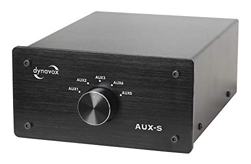 Dynavox AUX-S, Eingangs-Erweiterungs-Umschalter in Metallgehäuse mit 5 Cinch-Eingängen, für Stereo- und Surround-Verstärker, Schwarz von Dynavox