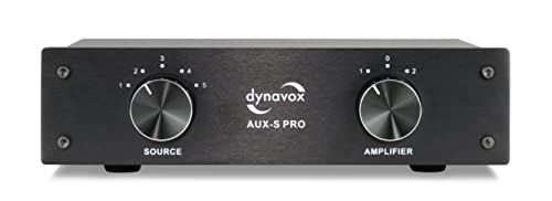 Dynavox AUX-S PRO, Eingangs-Erweiterungs-Umschalter mit 5 Cinch-Eingängen, Anschlüsse für Zwei Stereo- und Surround-Verstärker, Schwarz von Dynavox