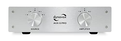 Dynavox AUX-S PRO, Eingangs-Erweiterungs-Umschalter mit 5 Cinch-Eingängen, Anschlüsse für Zwei Stereo- und Surround-Verstärker, Silber von Dynavox