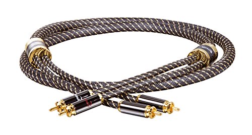 Dynavox Black Line High-End Cinchkabel Stereo, Premium RCA-Kabel mit mehrfacher Abschirmung, hochreines Kupfer, 24k vergoldete Stecker, 1,5 m von Dynavox