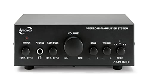 Dynavox CS-PA1 MK II Mini Stereo-Verstärker, Klangregelung für Bass und Hochton, 3,5 mm Klinken-Anschluss für Kopfhörer, schwarz von Dynavox