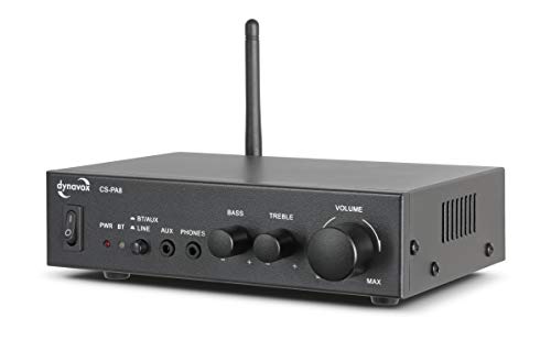 Dynavox Mini-Verstärker CS-PA8, Stereo Digital-Verstärker, schraubbare Anschluss-Terminals, integrierte BT-Antenne und Kopfhörer-Anschluss, schwarz von Dynavox