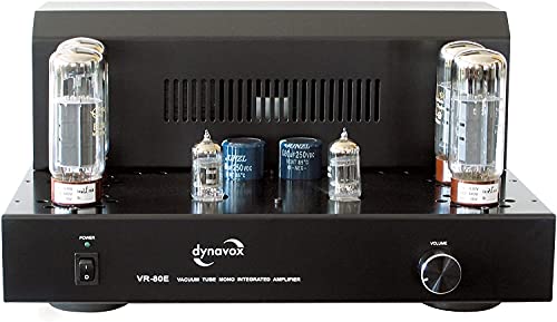 Dynavox Röhren Mono-Vollverstärker VR-80 schwarz, HiFi-Verstärker für warmen Röhren-Sound, Vintage-Design mit abnehmbaren Schutzgitter schwarz/silber von Dynavox