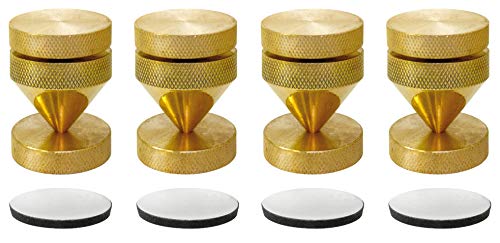 Dynavox Sub-Watt-Absorber 4er Set, höhenverstellbare Entkoppler für HiFi-Geräte und Lautsprecher mit Unterlegscheiben, Messing von Dynavox