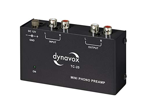 Dynavox TC-20 Phono-Vorverstärker, kompaktes Metall-Gehäuse, für Plattenspieler mit MM-Abtast-Systemen, schwarz von Dynavox