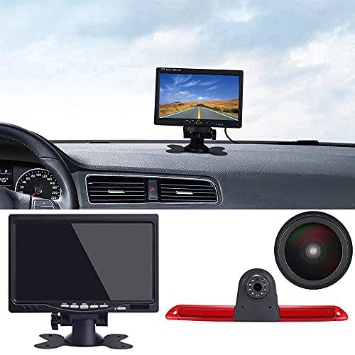 1280 * 720 Pixel Super HD Auto Bremsleuchte Rückfahrkamera Set mit 7 Zoll LCD Monitor, Nachtsicht Rückfahrkamera Ersatz für Mercedes Sprinter W906 W907 W910 316 CDI/VW Crafter Caravelle 2007-2015 von Dynavsal