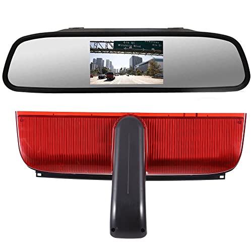 1280 * 720 Pixel Super HD Auto Bremsleuchte Rückfahrkamera Set mit Rückspiegel Monitor, Nachtsicht Rückfahrkamera Ersatz für Ford Transit Connect 2 II/XL Cargo Titanium Passenger Wagon 2014-2022 von Dynavsal