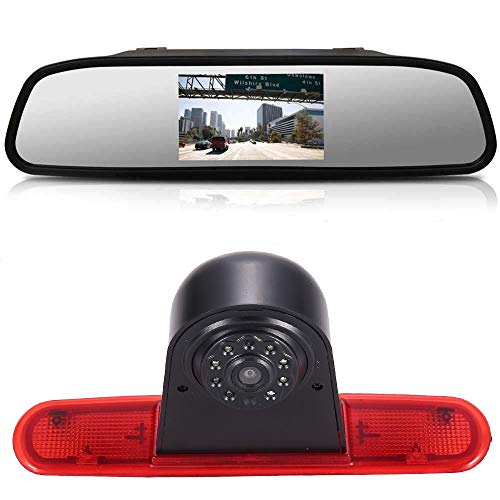 【4.3'' Rückspiegel Monitor + Rückfahrkamera Transporter】im 3. Bremsleuchte HD Rückfahrkamera für FIAT Doblo 263 Van (2010-Present) / Opel Combo (2011-2018), HD Auto Rückspiegel für Alle Autos von Dynavsal