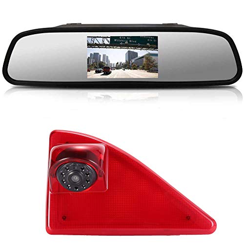 【4.3'' Rückspiegel Monitor + Rückfahrkamera Transporter】im 3. Bremsleuchte HD Rückfahrkamera für Opel Vauxhall Movano ab 2010/Renault Master ab 2010/Nissan NV400 ab 2010 von Dynavsal