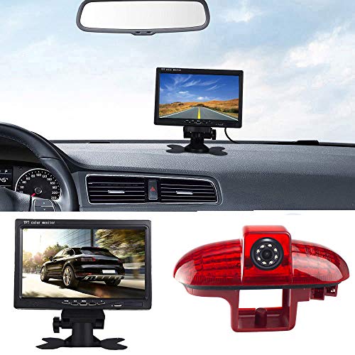 7 Zoll TFT LCD Bildschirm Auto Monitor für Alle Autos + Bremsleuchte Auto Dach HD Rückfahrkamera Ersatz für Transporter Opel Vivaro surf Concept/Combo/Vauxhall/Renault Trafic/FIAT Talento/Primastar von Dynavsal