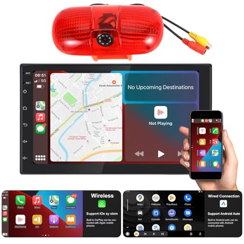 Android Autoradio Wireless CarPlay Wireless Android Auto Radio + HD Bremsleuchte Rückfahrkamera für Peugeot Expert Kasten Tepee 222 224 VF3A VF3U VF3X/Interstar X70 F9Q 772 774 G9U 720 750 724 754 von Dynavsal