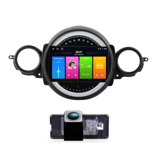 Android Autoradio mit GPS Navigation WiFi, Bluetooth, Phone Mirrorlink + Einparkhilfe HD Nachtsicht Rückfahrkamera Ersatz für BMW Mini Cooper Clubmann Coupe R55 R56 R57 R58 R59 R60 R61 2007-2014 von Dynavsal