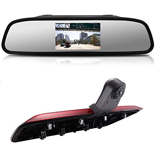 【4.3'' Rückspiegel Monitor + Rückfahrkamera Transporter】im 3. Bremsleuchte HD Rückfahrkamera für Crafter dritte 3 ab Bremslicht Van Brake Light von Dynavsal