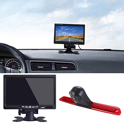 Dynavsal HD Bremsleuchte Rückfahrkamera Set mit 7 Zoll LCD Monitor, Van wasserdichte Nachtsicht Auto Rückfahrkamera Ersatz für Mercedes Sprinter W906 W907 W910 316 CDI/VW Crafter Caravelle 2007-2015 von Dynavsal