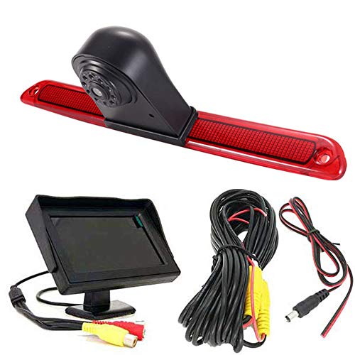 HD Bremsleuchte Rückfahrkamera Set mit 4.3 Zoll LCD Monitor, Van wasserdichte Nachtsicht Auto Dach Rückfahrkamera Ersatz für Mercedes Sprinter W906 W907 W910 316 CDI/VW Crafter Caravelle 2007-2015 von Dynavsal