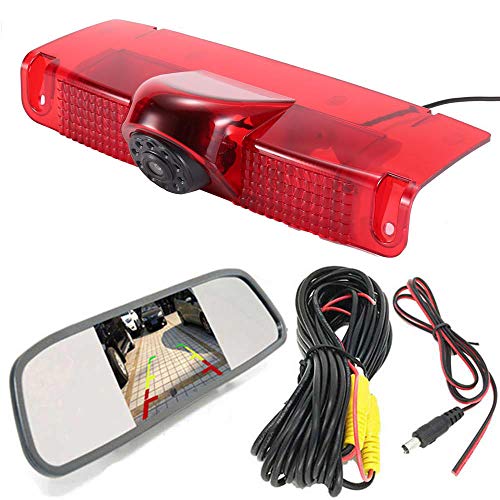 HD Bremsleuchte Rückfahrkamera Set mit Rückspiegel Monitor, Transporter Van wasserdichte Nachtsicht Auto Rückfahrkamera Ersatz für Chevrolet Express GMC Chevy Savana Exporer Vans Cargo Van 2003-2018 von Dynavsal