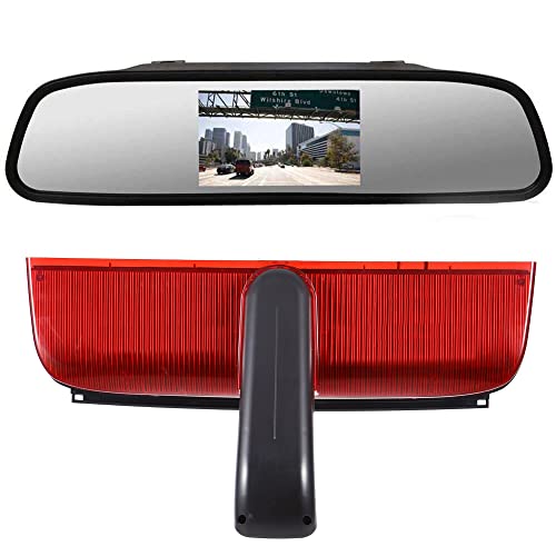 HD Bremsleuchte Rückfahrkamera Set mit Rückspiegel Monitor, Transporter wasserdichte Nachtsicht Auto Rückfahrkamera Ersatz für Ford Transit Connect 2 II/XL Cargo Titanium Passenger Wagon 2014-2022 von Dynavsal