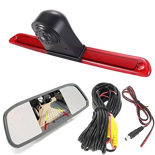 HD Bremsleuchte Rückfahrkamera Set mit Rückspiegel Monitor, Van wasserdichte Nachtsicht Auto Rückfahrkamera Ersatz für Mercedes Sprinter W906 W907 W910 316 CDI/VW Crafter Caravelle 2007-2015 von Dynavsal