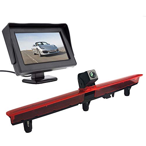 HD Rückfahrkamera + 4.3 Zoll TFT LCD Bildschirm Auto Monitor, IR Nachtsicht Auto Kamera mit 4.3 Zoll Farbdisplay Rückfahrkamera für VW Transporter T5 Bus Multivan Caravelle mit Heckklappe 2003-2015 Bj von Dynavsal