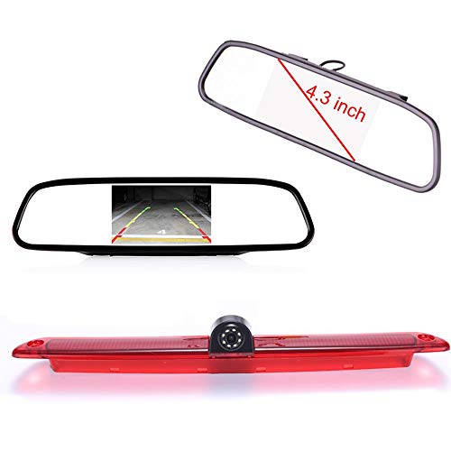 【Rückfahrkamera Kit】 4.3 Zoll Rückspiegel Monitor + im 3.Bremslicht Rückfahrkamera Transportster Ersatz für Mercedes Benz Sprinter W906 W907 W910 316 CDI Viano Vito Transit Ducato VW Crafter Master von Dynavsal