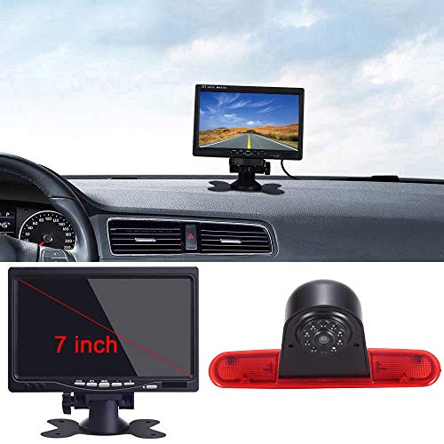 Rückfahrkamera Transporter + 7 Zoll TFT LCD Bildschirm Auto Monitor, Bremsleuchte Auto Dach Rückfahrkamera Set für FIAT Doblo 263 Van (2010-Present) / Opel Combo (2011-2018) von Dynavsal